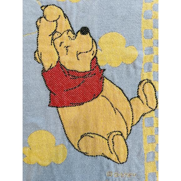 Vintage Disney Winnie The Pooh With Balloon Tapestry Blanket 42”x30” 1990s Throw - Picture 2 of 6